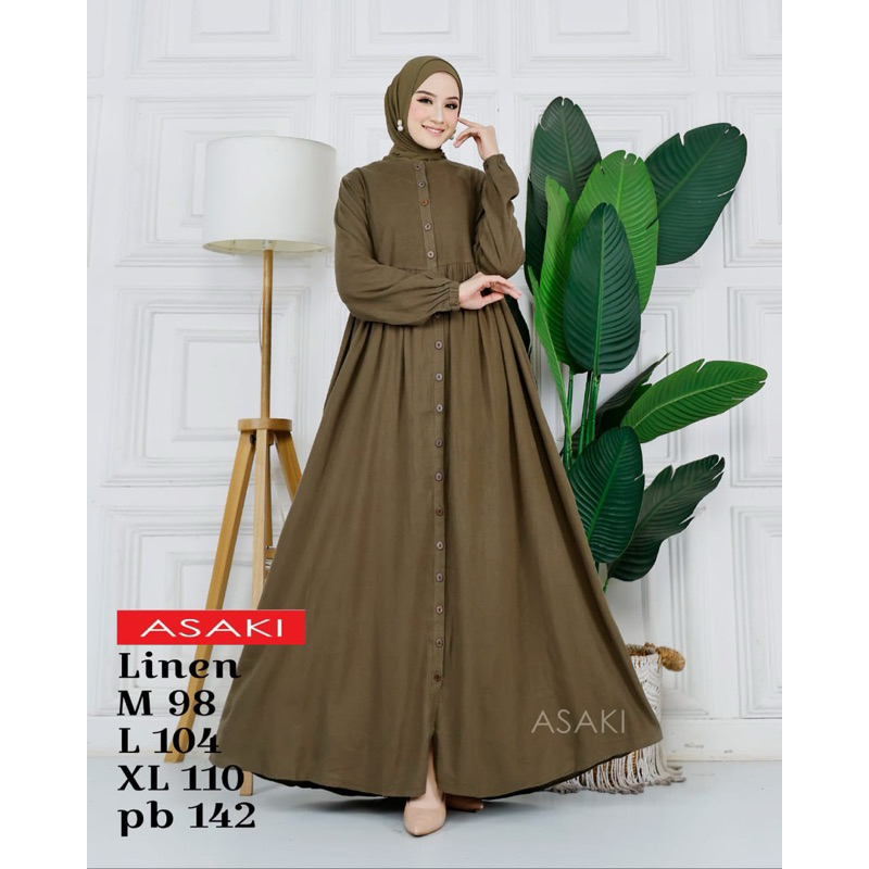 Indah Official Gamis bahan Linen premium Asaki Mayasari