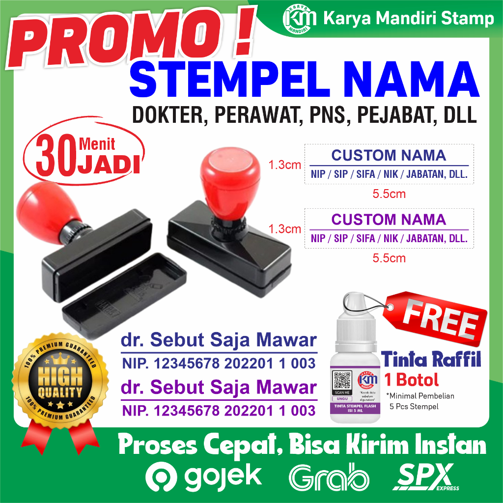 

Stempel nama dokter | Perawat | Bidan | Apoteker | PNS | Guru | Pejabat dll stempel otomatis