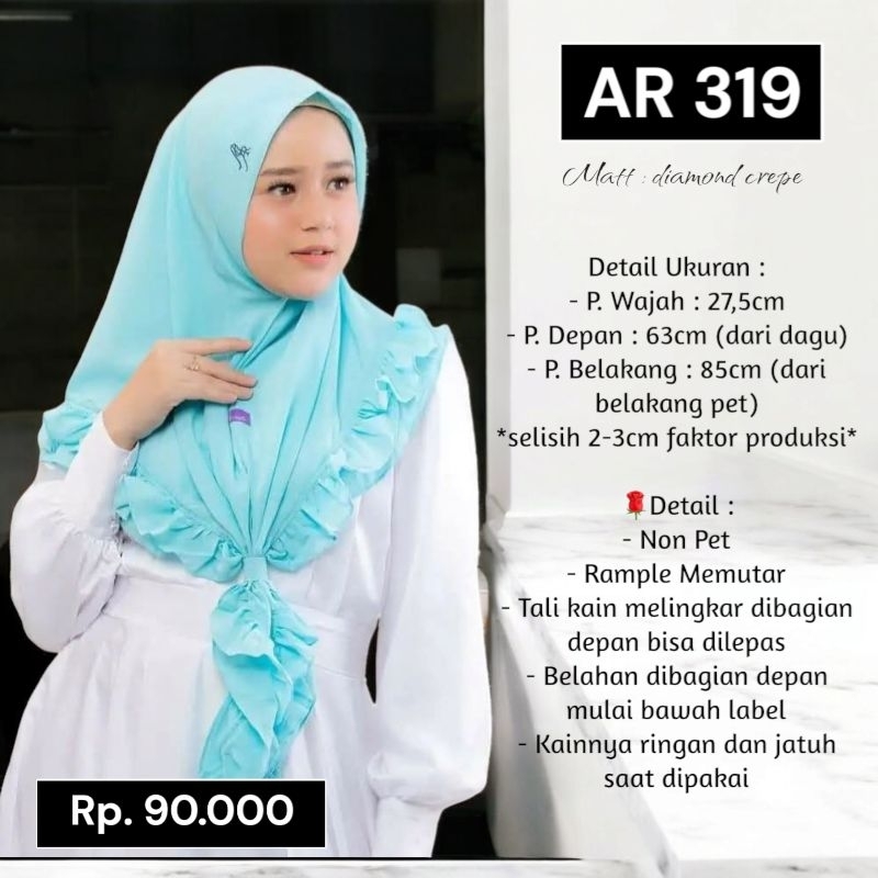 Hijab arrafi AR 319 - hijab segiempat instan - hijab segitiga instan - hijab polos arrafi