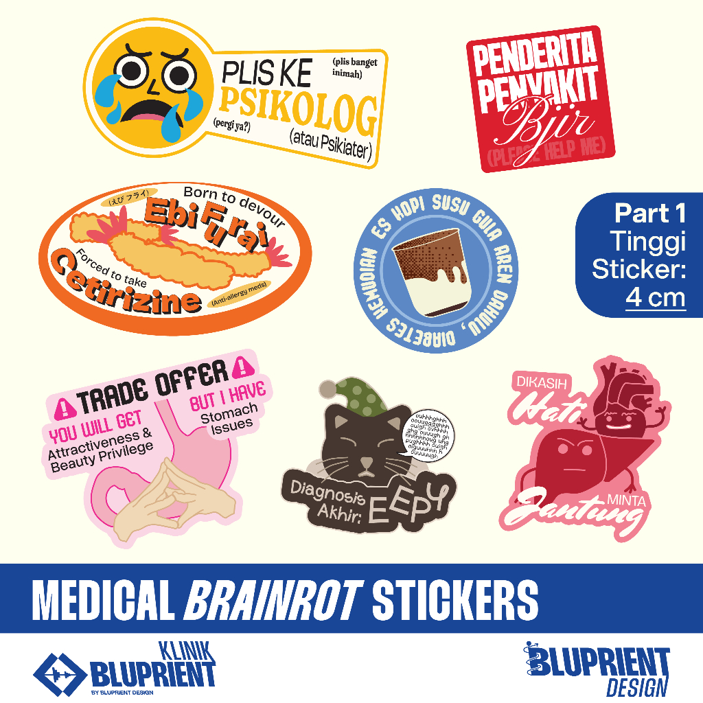 

Medical Brainrot Sticker Part 1 - Klinik Bluprient - Sticker Diecut Glitter