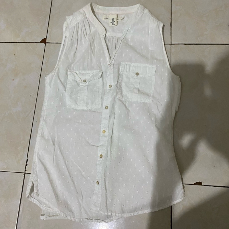 preloved baju kemeja blouse cardigan atasan wanita (vest putih vintage rompi hnm)