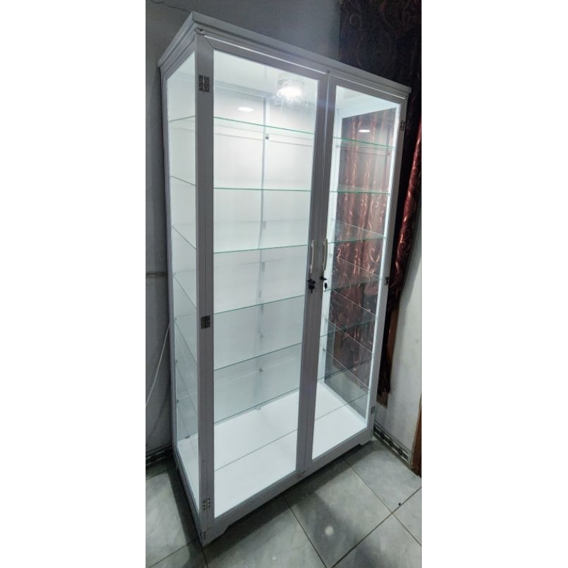 Lemari Etalase Aluminium Kaca Sepatu/Tas