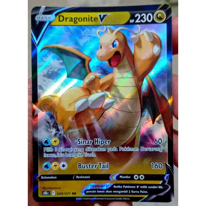 KARTU POKEMON DRAGONITE V RR INDONESIA HOLO