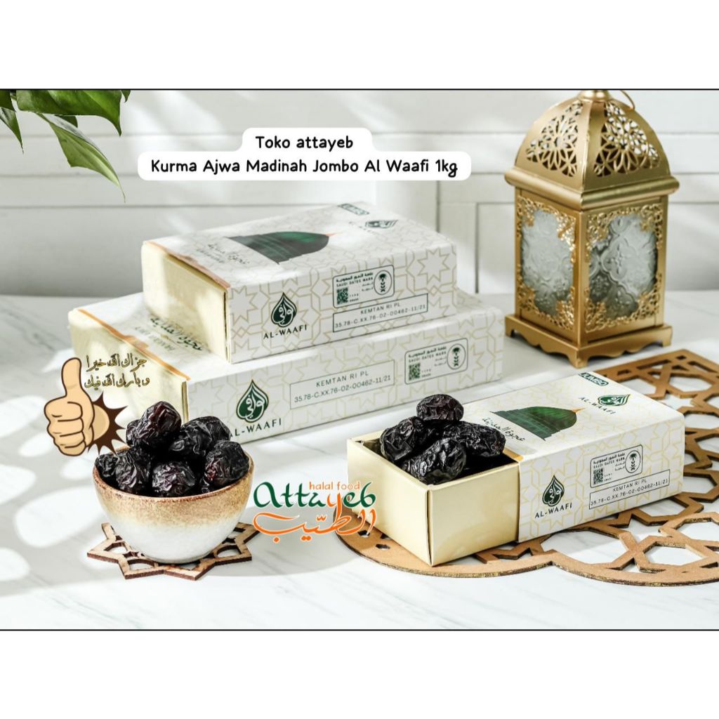 

Kurma Ajwa Madinah Jombo Al Waafi 1kg Fresh Kurma Organic Kulitas Permium Great A Lebih Empuk Kurma Nabi (EXP 2026 Kurma Madinah Fresh 7 butir makan kurma atasi daya tahan tubuh Castle Farm