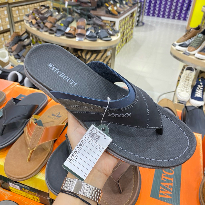 Watchout sandal jepit pria kulit sintetis