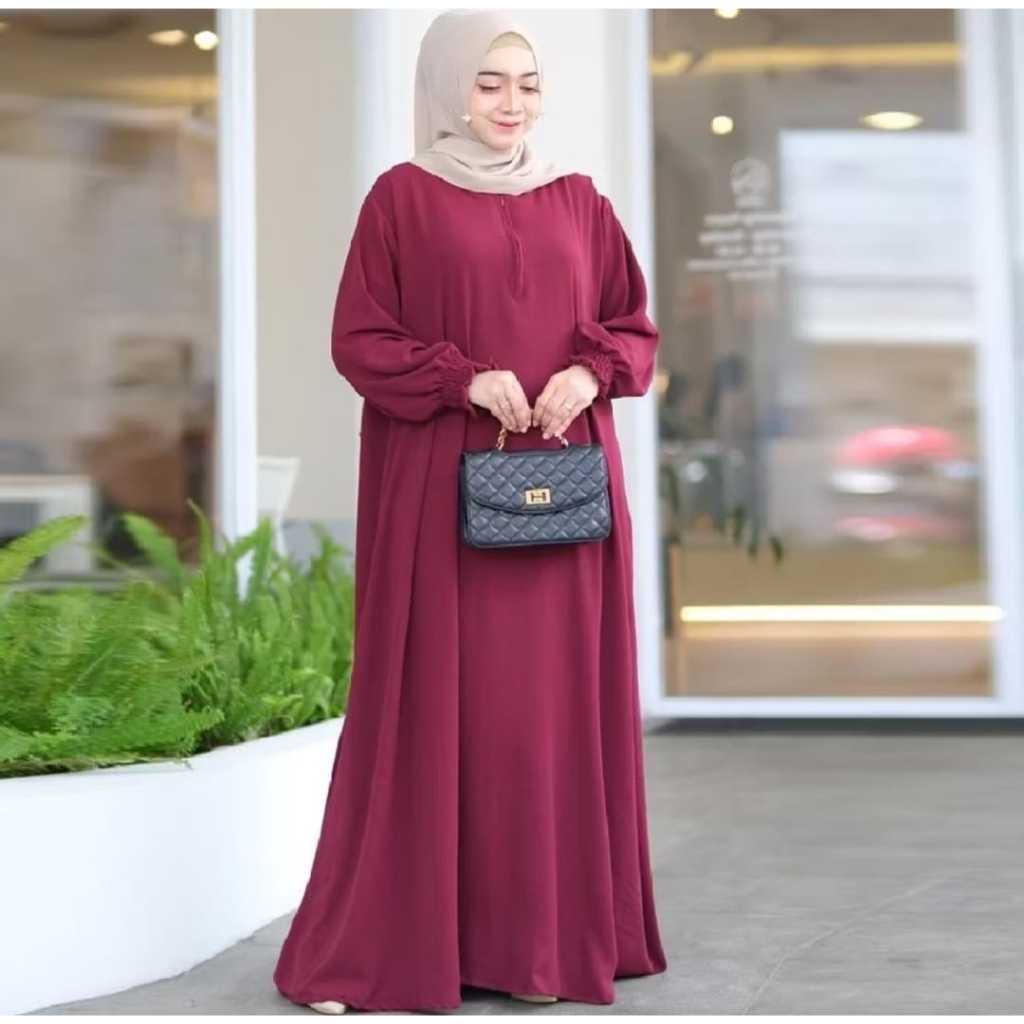 GAMIS ABAYA POLOS RESLETING DEPAN GAMIS JUMBO WANITA DEWASA DRESS LEBARAN 2025 VIRAL