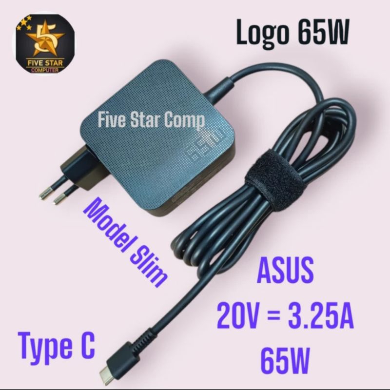 Adaptor Charger ASUS Zenbook Flip 13 OLED UX363 UX363E UX325EA UM325UA 20V 3.25A Type C 65W