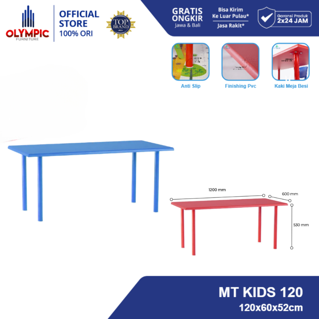 Olympic Meja Tulis Anak / Meja Aktivitas / Meja Besar Kayu Besi / MT KIDS 120