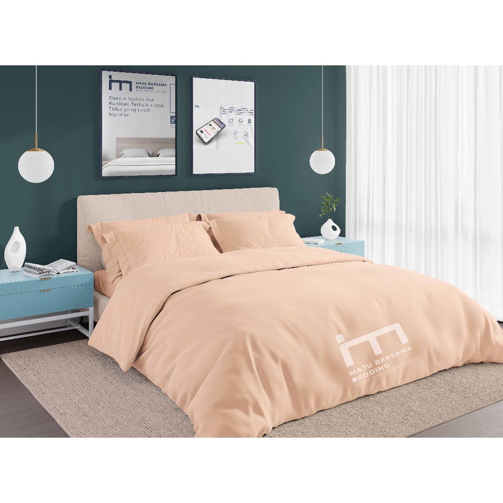 Bed Cover Set dengan sprei polos/plain ukuran 140x200