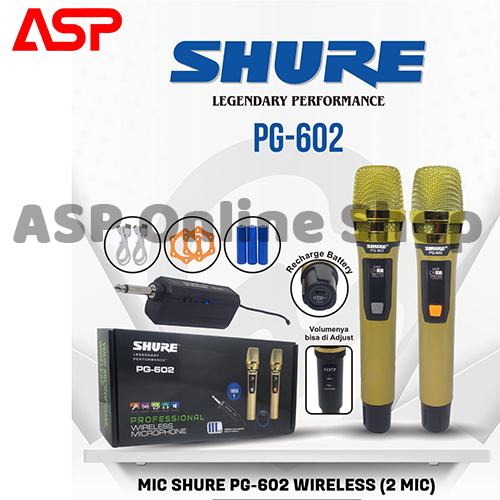 SHURE PG 602 Mic Mix Michropone Wireless Mik double warna Gold Emas