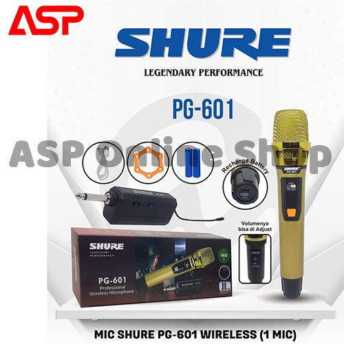 SHURE PG 601 Mic Mix Michropone Wireless Mik single warna Gold Emas