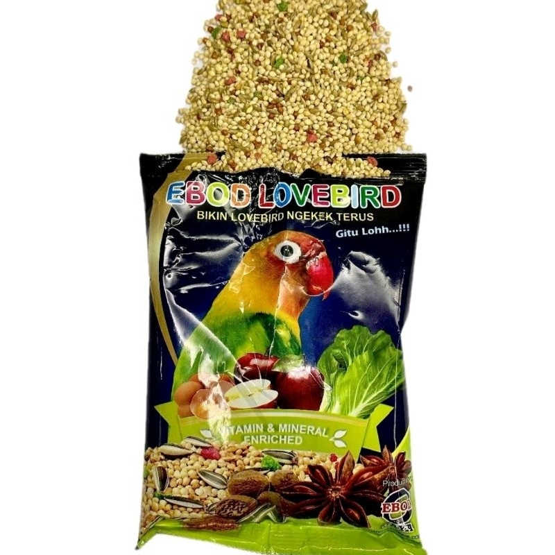 Pakan Bijian EBOD LOVEBIRD untuk Burung Lovebird 200gr - Kemasan Sachet