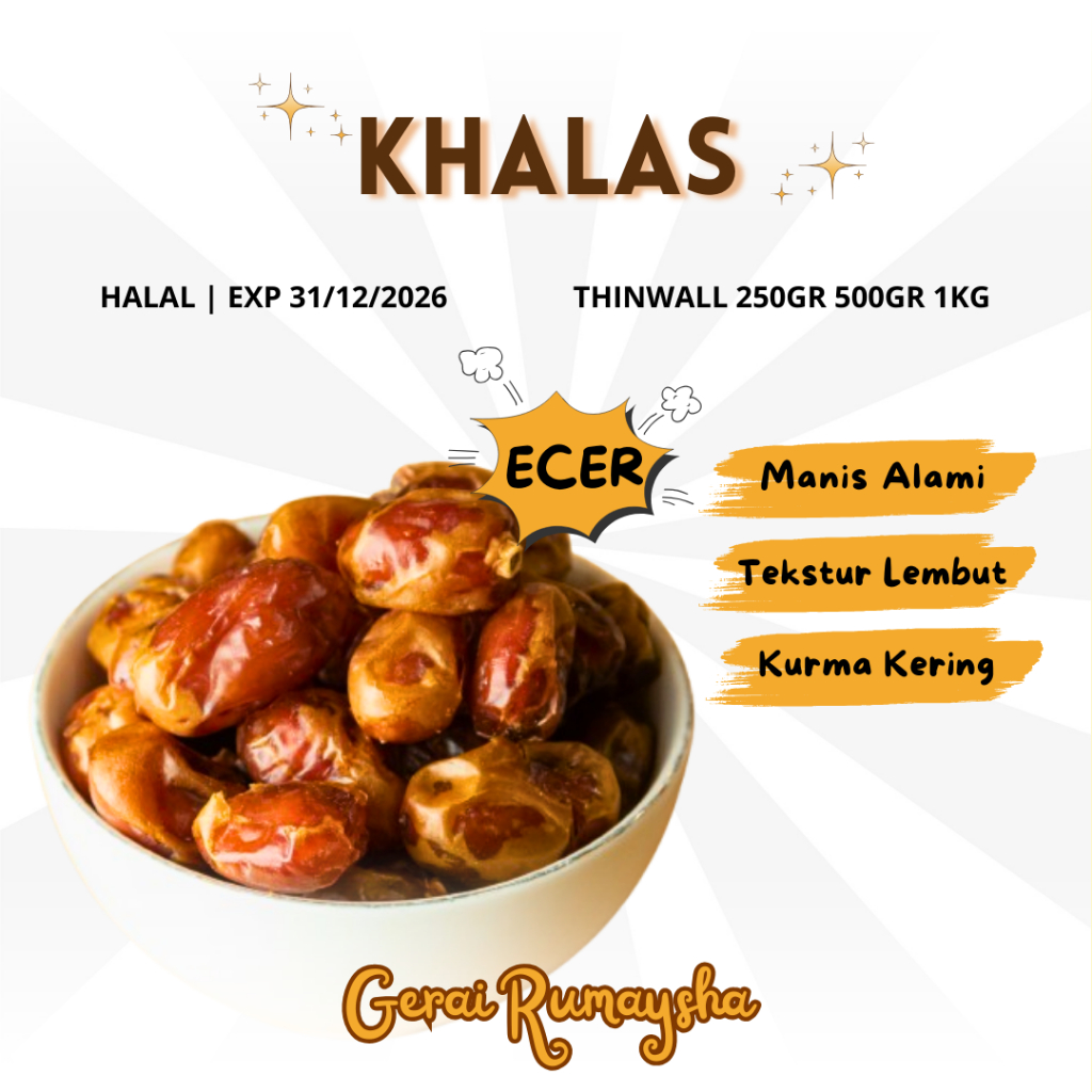 

Kurma Khalas Ecer Thinwall Kurma Oleh Oleh Haji dan Umroh Manis dan Lembut