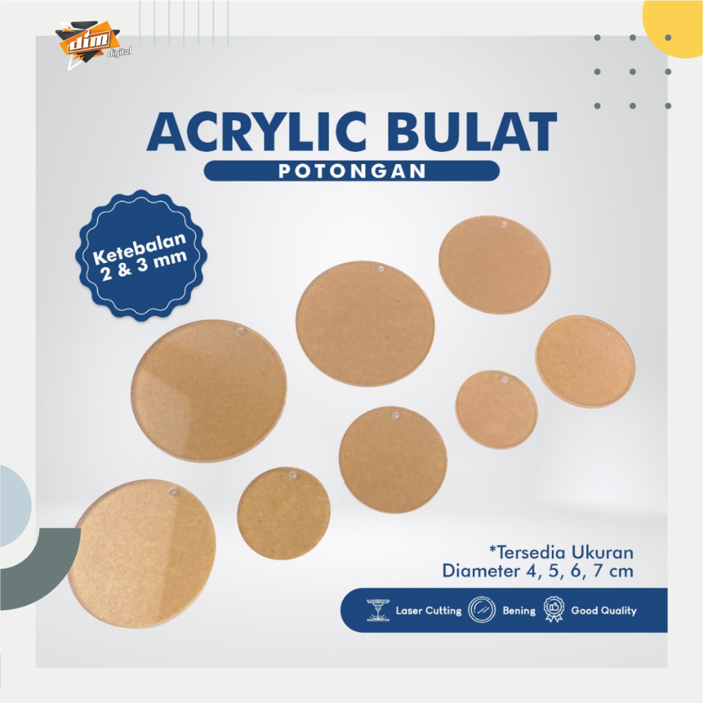 GANCI AKRILIK POLOS / GANCI AKRILIK BENING POLOS BULAT / GANTUNGAN KUNCI AKRILIK BENING POLOS