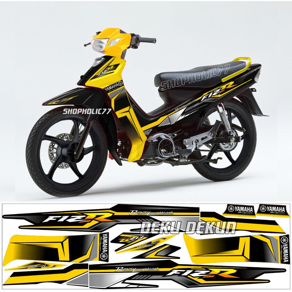 Striping Fizr fizr f1z r variasi Brt Kuning Hitam Sudah Cuting Laminasi Glosy Bisa divernis