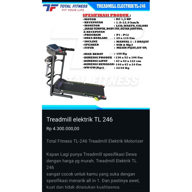 Treadmill elektrik TL246
