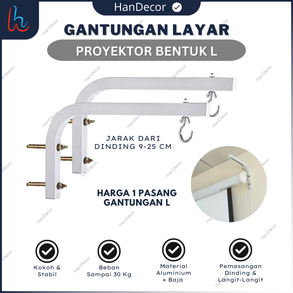 Bracket Gantung Screen Layar Proyektor Aluminium | Bracket Layar Gantung | Gantungan Layar Proyektor