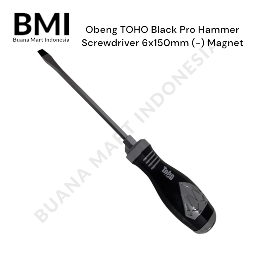 Obeng TOHO Black Pro Hammer 6x150mm (-) | Screwdriver Magnet | Obeng Perkakas | (1PC)