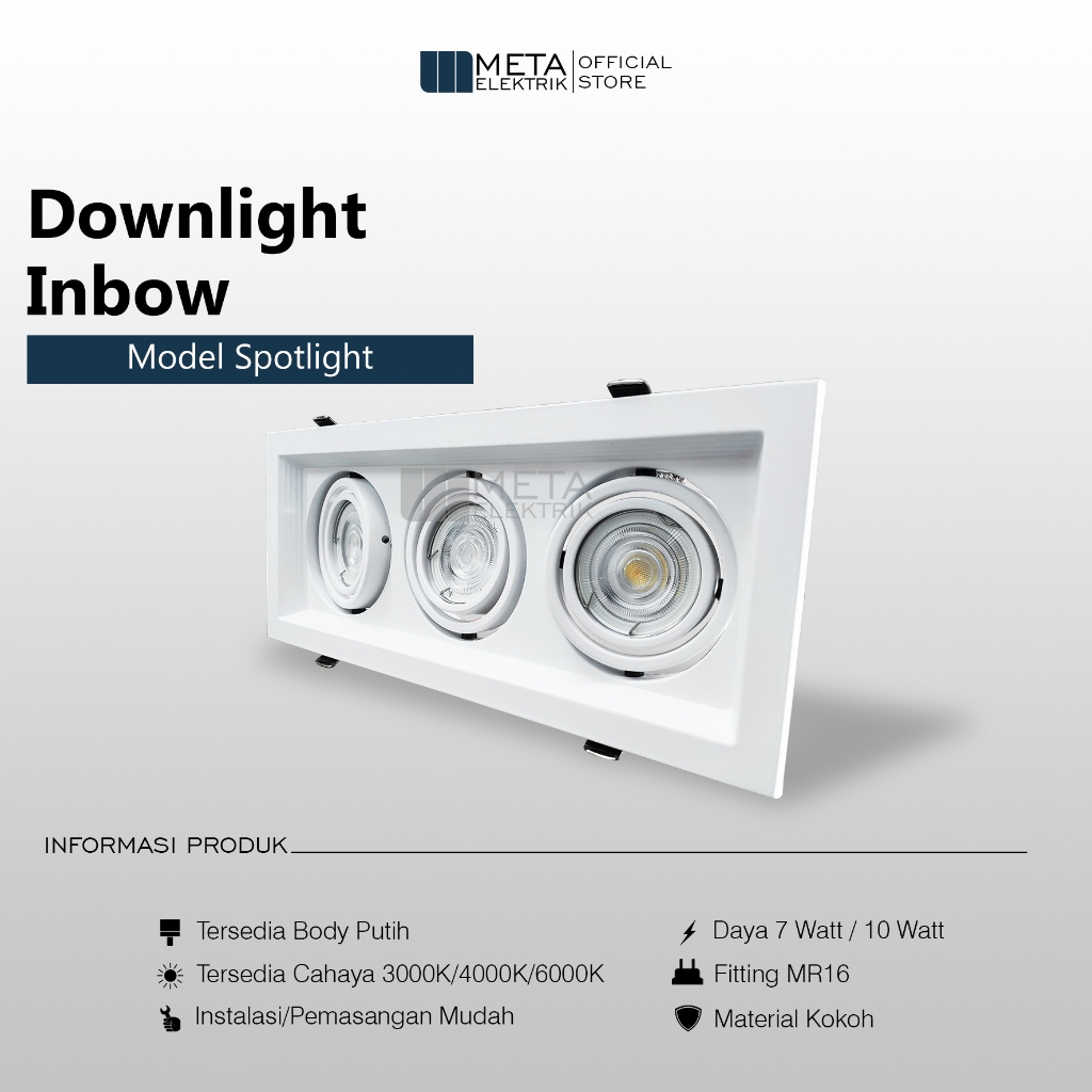 Kap Housing downlight fiting MR16 3 lampu kap downlight plafon inbow