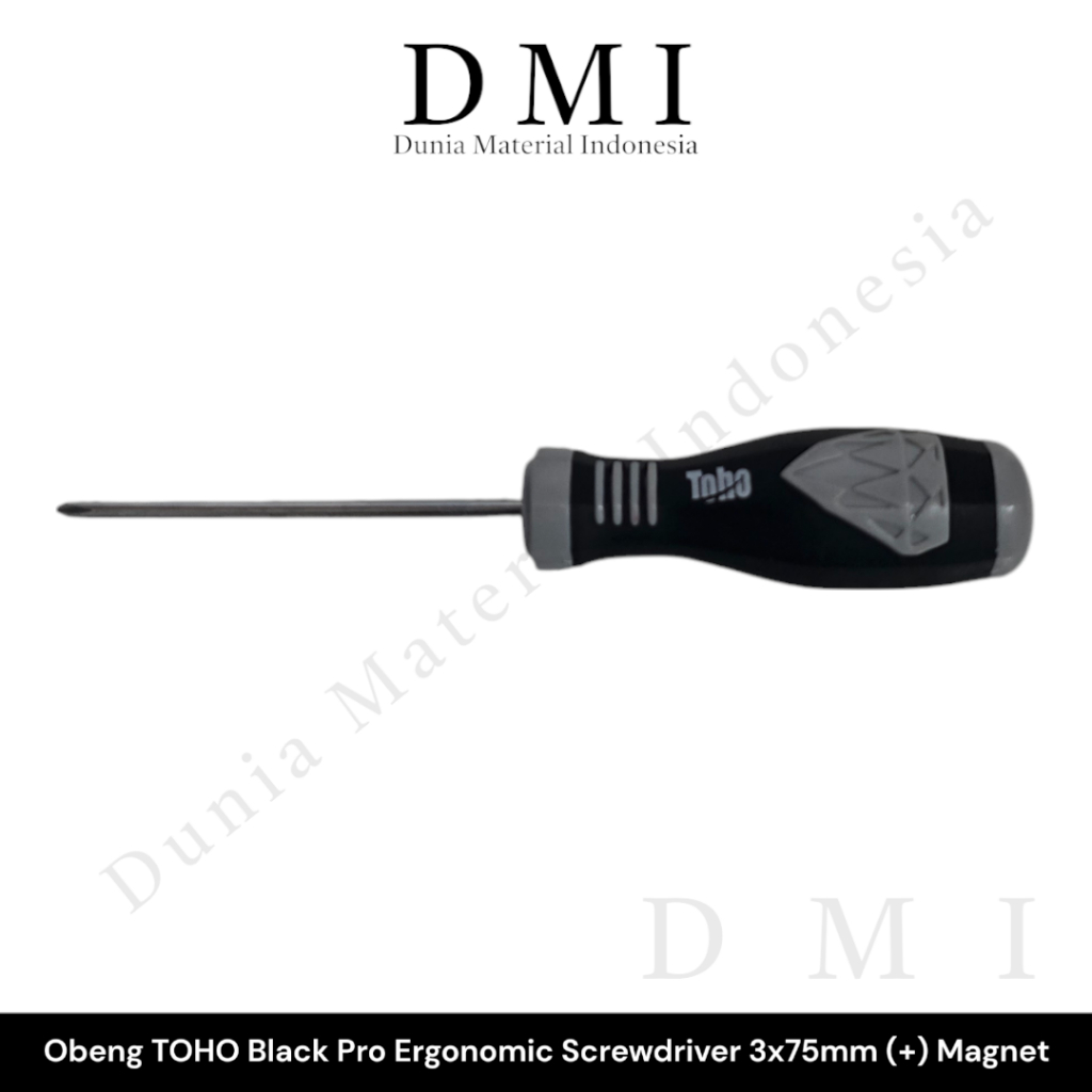 Obeng TOHO Black Pro Ergonomic 3x75mm (+) | Obeng Magnet | Screwdriver Perkakas | (1PC)