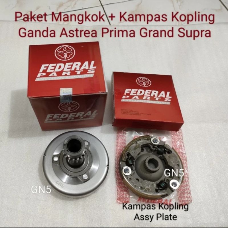 Paket Mangkok + Kampas Kopling Ganda Astrea Prima Grand Supra GN5 ORI Federal