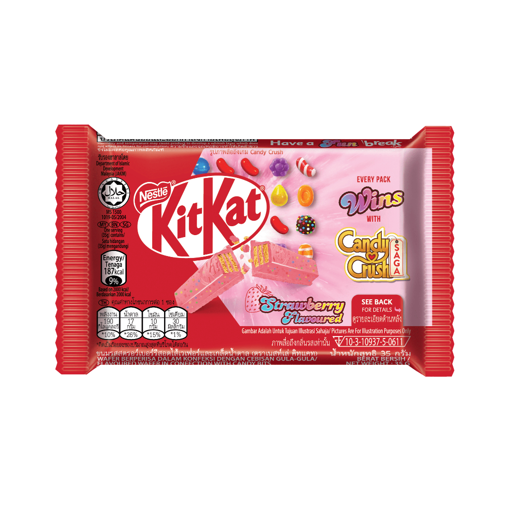 

Kit Kat 4F Strawberry Flavoured / Milk Chocolate / Pandan 35gram