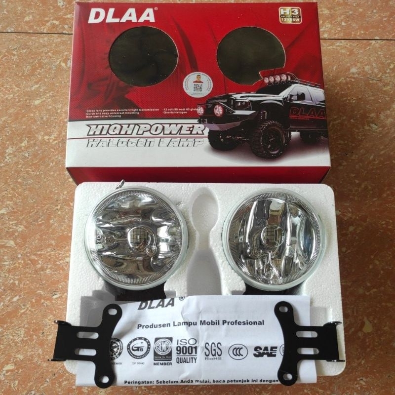 foglamp Bumper mobil lampu kabut sorot depan mobil bulat universal 10 cm merk dlaa la1600 warna kaca
