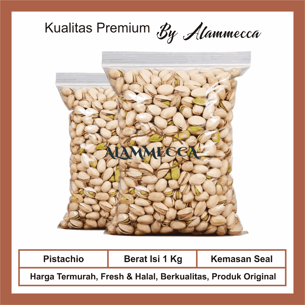 

Alammecca, Promo Murah Kacang Pistachio 1 Kg, Kacang Fustuk Halal Berkualitas