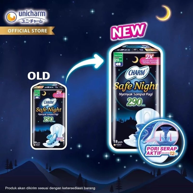charm safe night 290cm isi 18pads