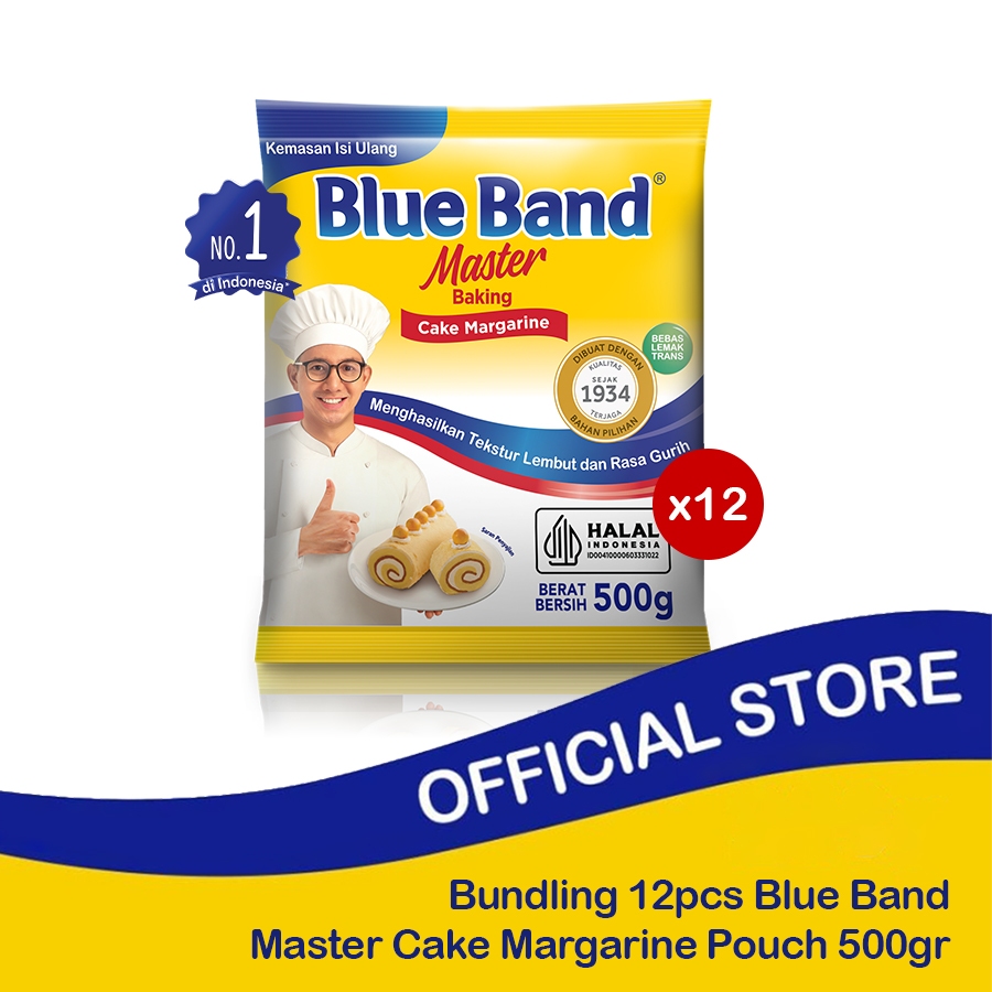 

Bundling 12pcs Blue Band Master Cake Margarine Pouch 500gr