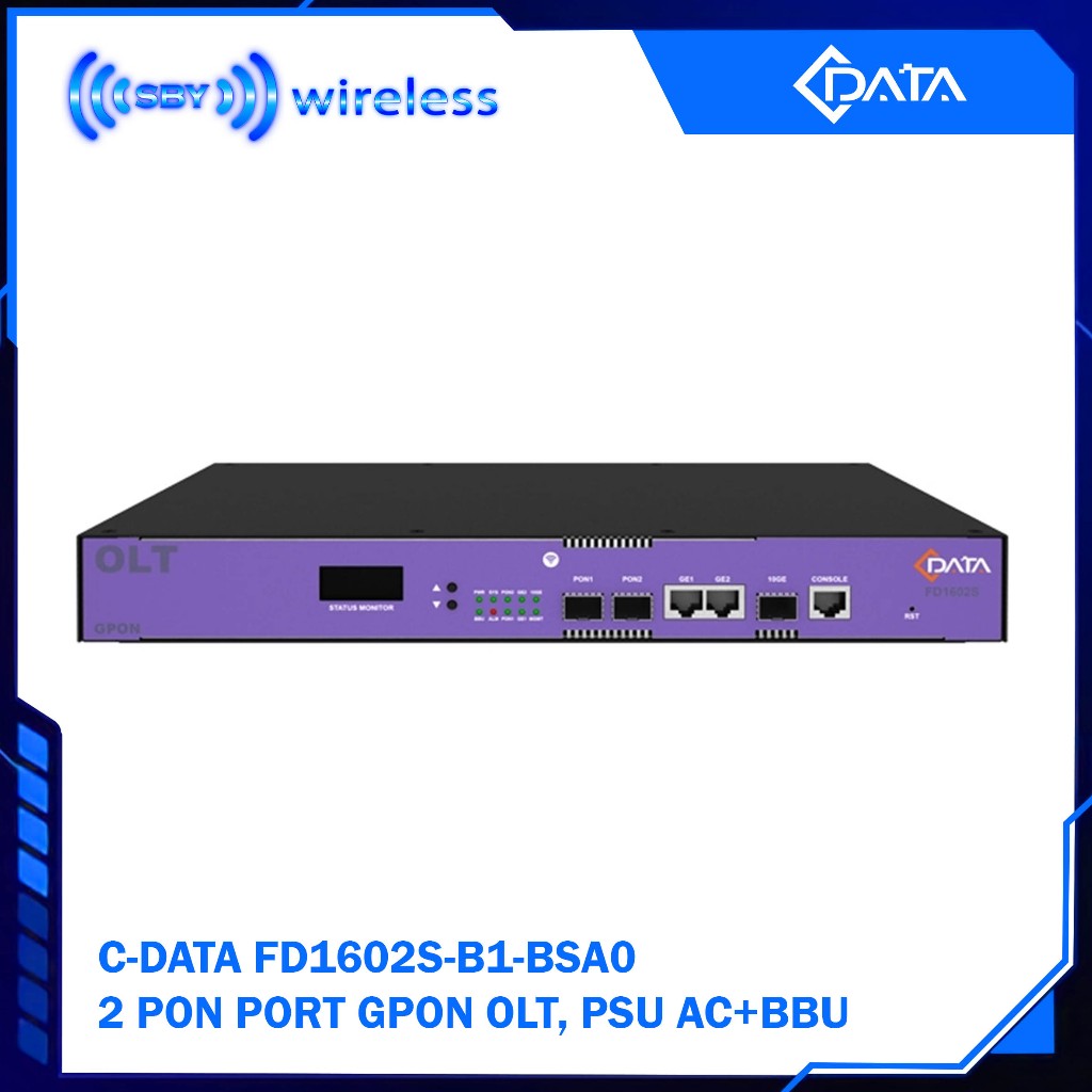 C-DATA FD1602S-B1 GPON OLT (Non SFP) 2 PON port 2GE 1SFP+ cdata FD1602S 2port GPON