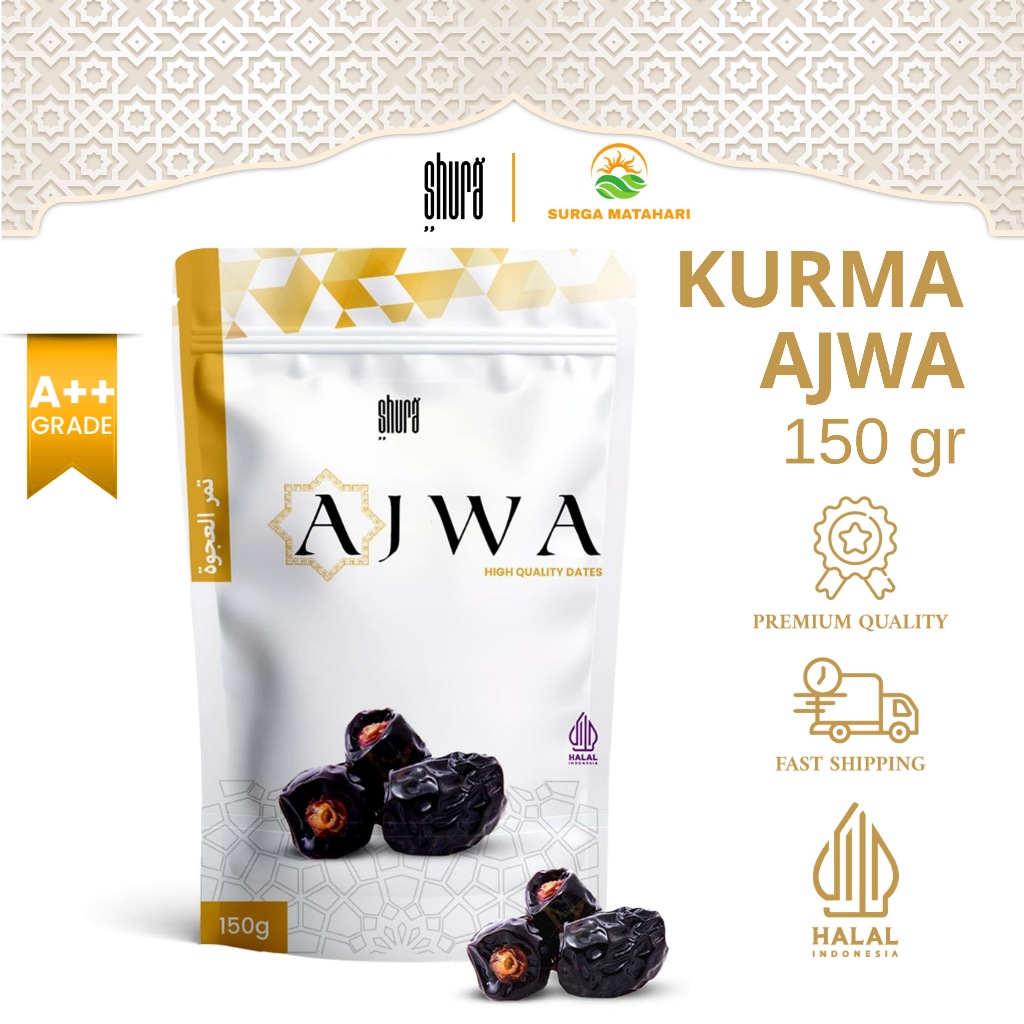 

Shura Kurma Ajwa Dates Kurma Nabi Pouch 150 Gram Premium Quality