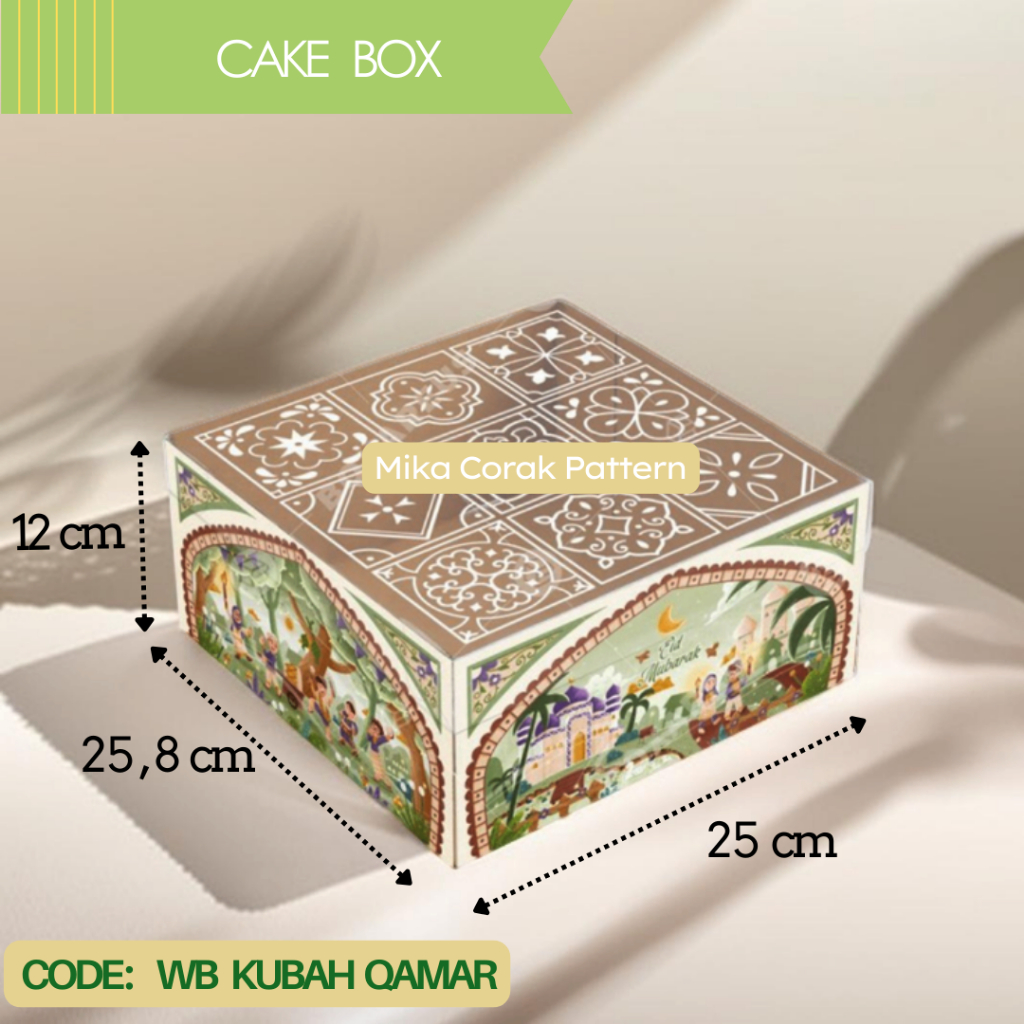 

Mika Cake Box 25x25 Idul Fitri / Dus Kue Lapis Pudding Lebaran WB KUBAH QAMAR
