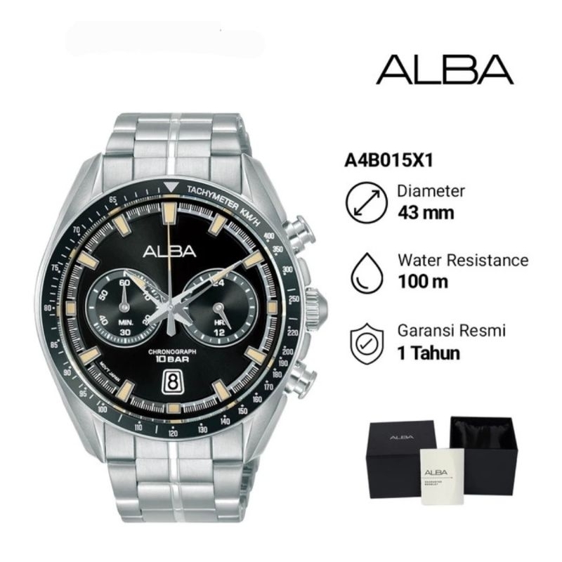Jam Tangan Pria Alba Signa Chronograpah A4B015X1 Original Garansi Resmi