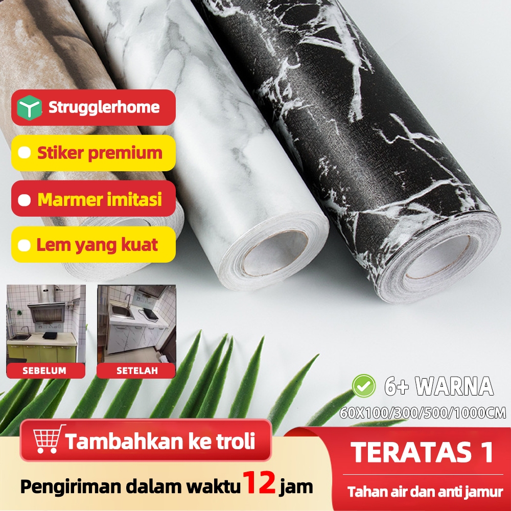【strugglerhome】wallpaper dinding dapur 10meter wallpaper marmer wallpaper stiker dapur