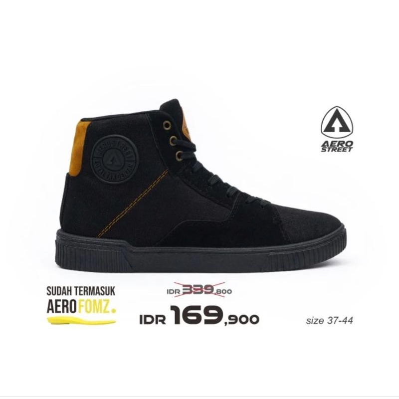Aerostreet Carpenter Full Black Sepatu Sneakers Casual