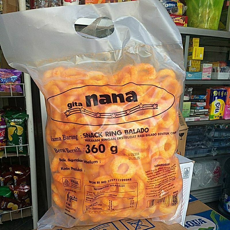 

Cemilan Ringan Snack Ring Balado Nana 360gr