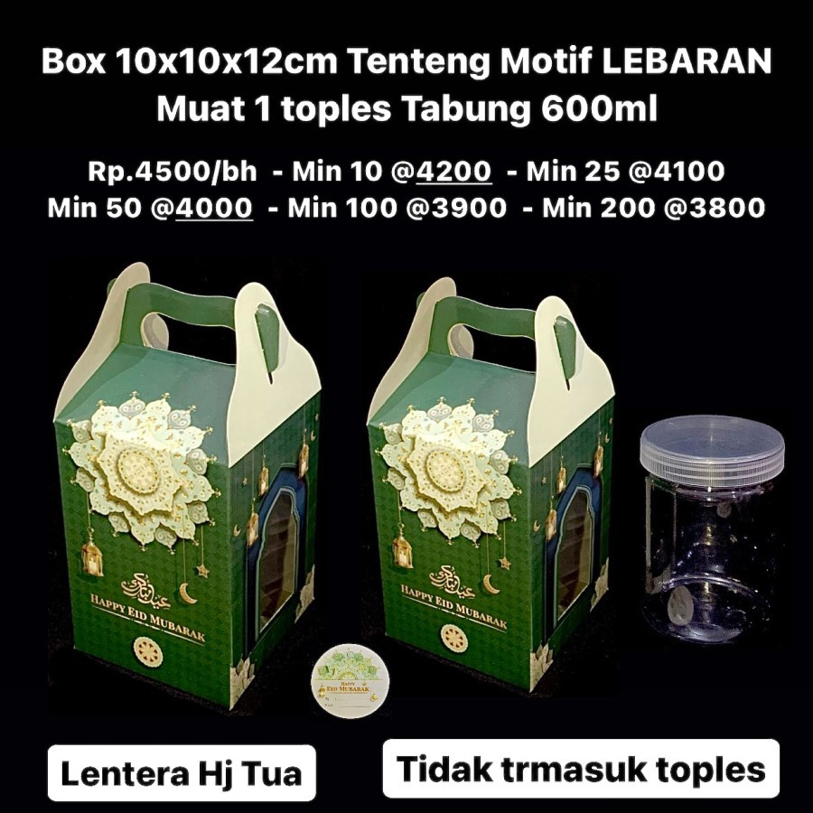 

Kardus Jinjing Lentera Hijau Tua Idul Fitri 10x10x12 Cm
