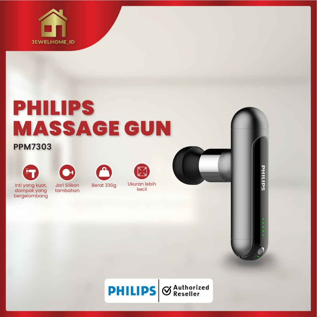 Philips Massage Gun PPM7303 - Alat Pijat Elektrik Portabel dengan Pemanas