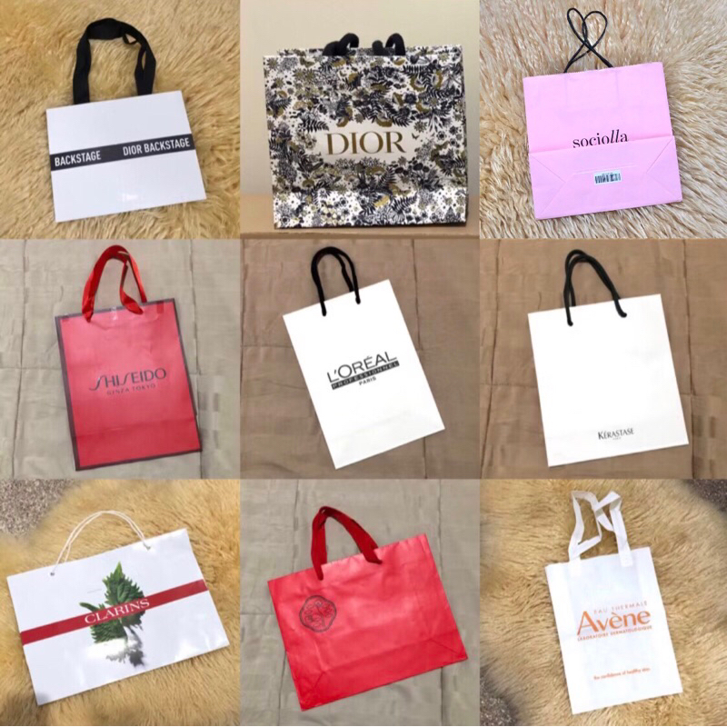 

Paper Bag Branded Dior, Sephora, Sociolla, Sisley, Shiseido, Clarins, Loreal, Kerastase, Avene Kotak Kado Gift Bag