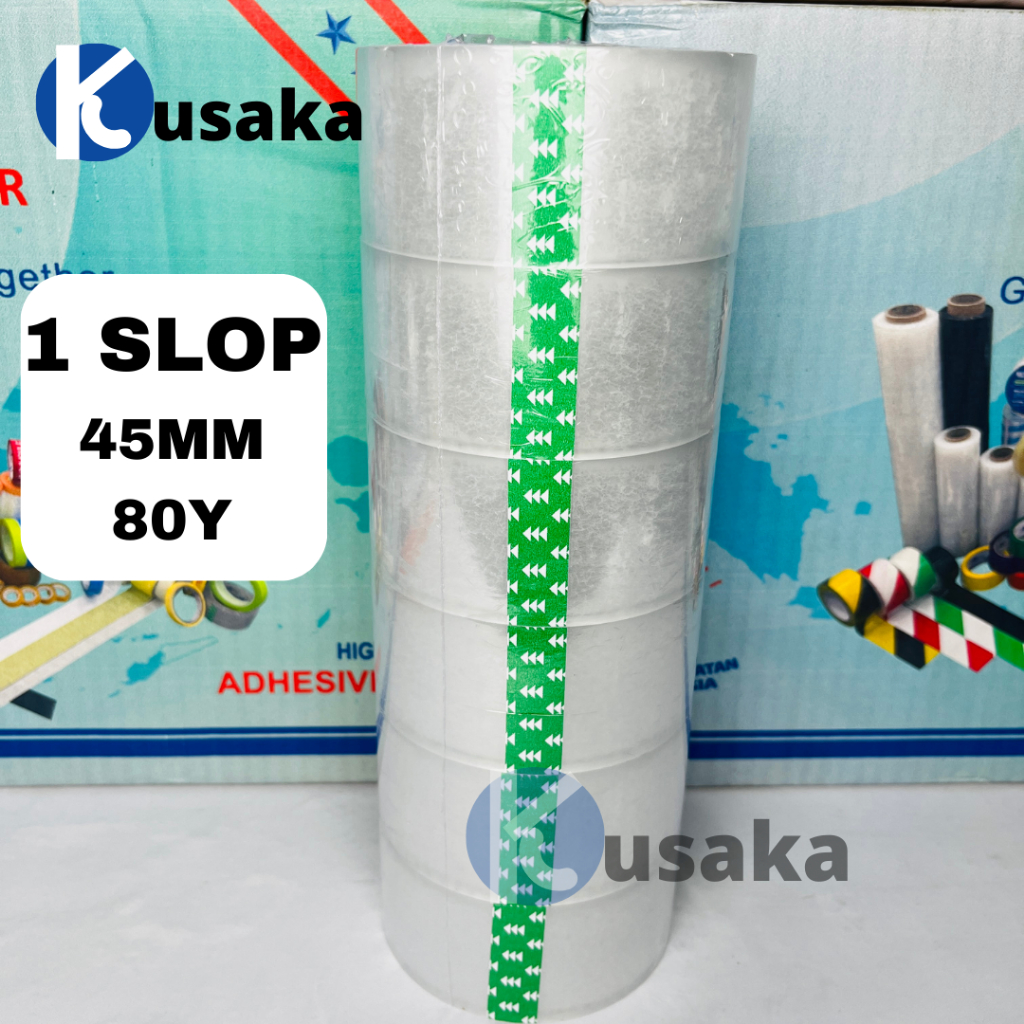 

Lakban Solasi Bening Coklat 1 Slop 45mm x 80Y Transparan Clear Selotip Packing Isolasi Yard OPP