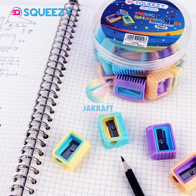 

(24 Pcs) GROSIR Serutan Pensil Kayu SQUEEZY SR-SQ05 Pastel Wooden Pencil Sharpener Rautan Lucu Tajam Murah | TOPLES