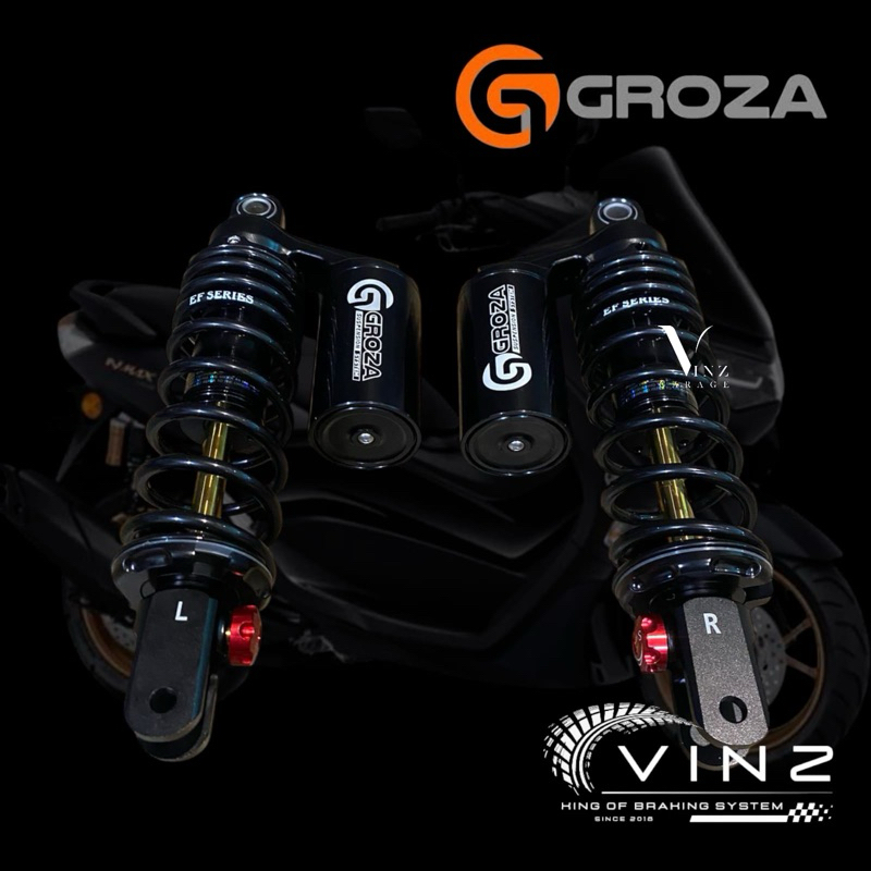 Shock Groza Yamaha New Nmax / Aerox 305 Mm // Shock Belakang Down Size Aerox Groza Black Series // S