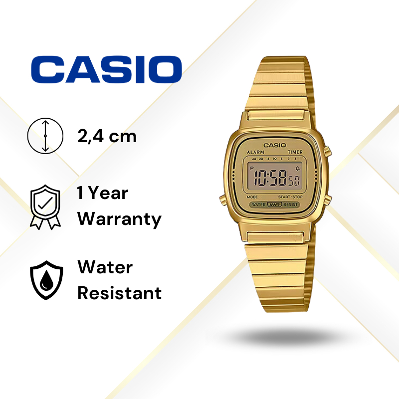 JAM TANGAN WANITA CASIO LA-670WGA-9 ORIGINAL - LA670WGA GOLD CASIO ORIGINAL