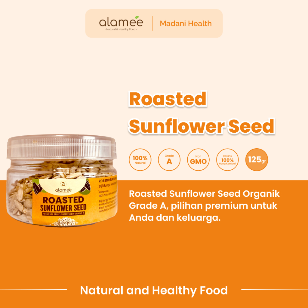 

ALAMEE Roasted Sunflower Seed Biji Bunga Matahari Kupas Oven Biji Kuaci Panggang PREMIUM 125gr