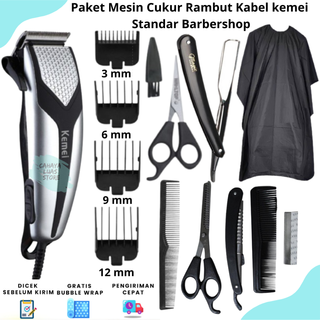 Mesin Cukur Rambut KEMEI Standar Barbershop Alat Cukur Rambut Elektrik Kemei ORIGINAL