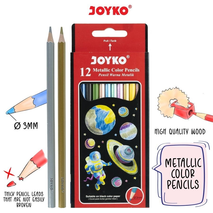 

JOYKO 12 METALLIC COLOR PENCILS CP-123M