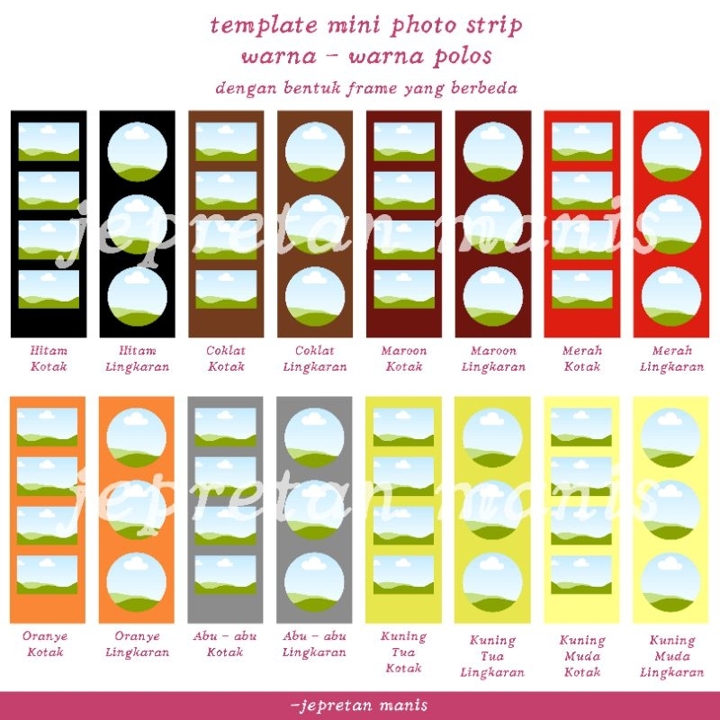 Foto Strip Custom Warna Polos Frame Kotak