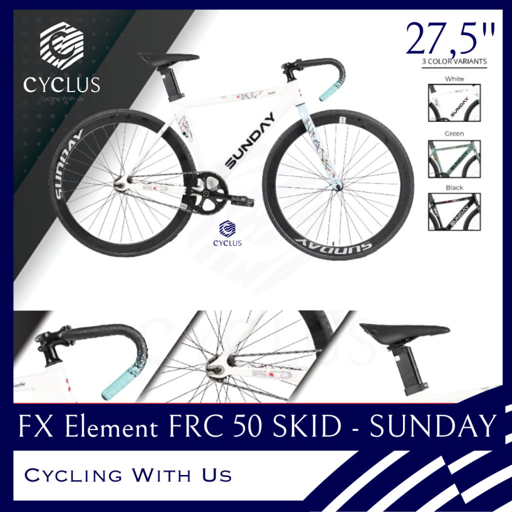 Terlaris Sepeda Fixie Balap Element Frc 50 Skid Sunday Bahan Frame Alloy Fullbike Stang Balap Alloy