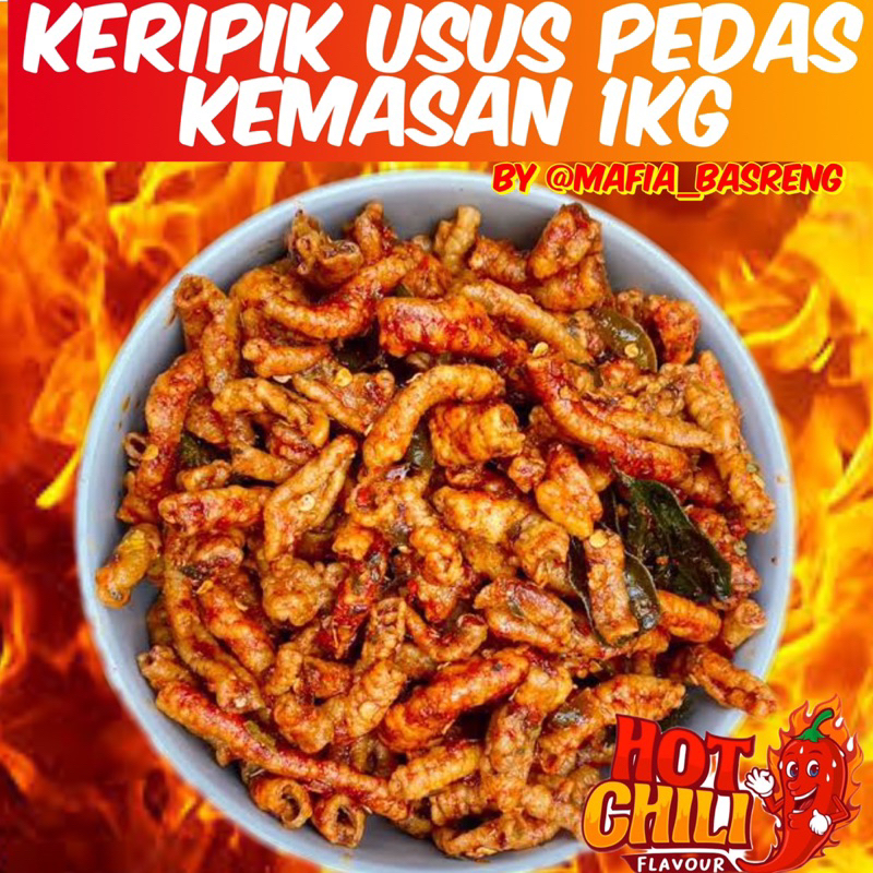 

Keripik Usus pedas daun jeruk 1kg